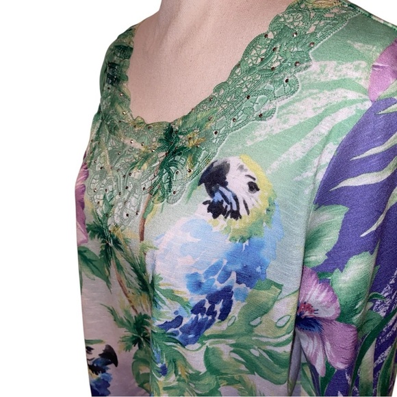 Alfred Dunner Tops - Alfred Dunner Green and Purple Tropical Tunic